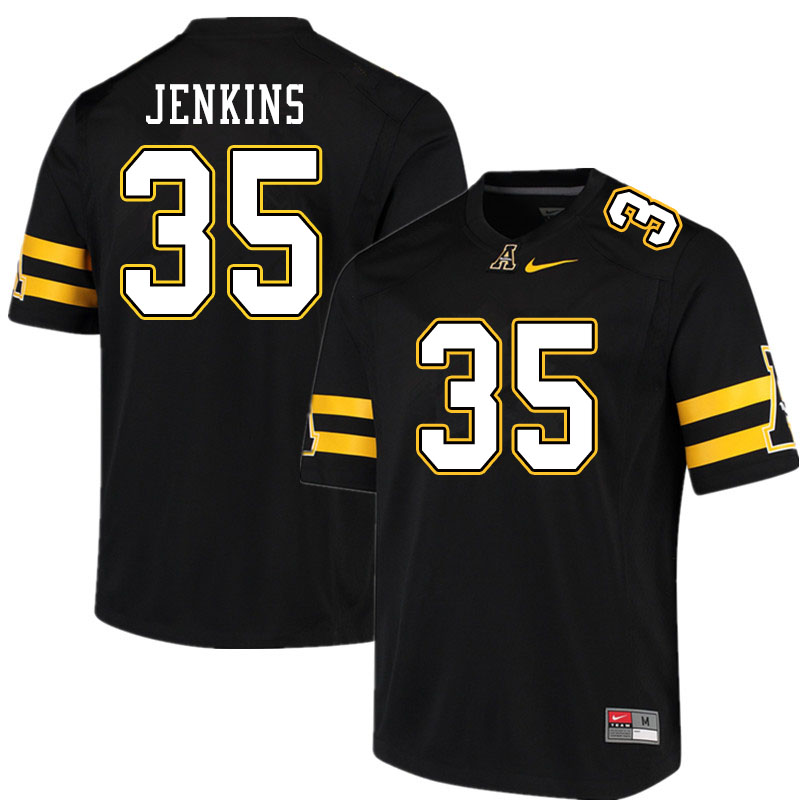 Men #35 Emmanuel Jenkins Appalachian State Mountaineers College Football Jerseys Sale-Black - Click Image to Close